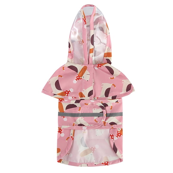 TIELUTT Pet Raincoat Large and Small Dog Raincoat Reflective Stripes Cartoon Animal Pattern Pet Dog Wet Suits Greyhound Jacket Hats for Small Dogs Female Ruff Wear Small Dog Calming Vest