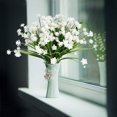 thumbnail image 4 of 5 Bundles Artificial Flowers, Fake Artificial Greenery UV Resistant No Fade Faux Plastic Plants for Wedding Bridle Bouquet Indoor Outdoor Home Garden Kitchen Office Table Vase (White), 4 of 8