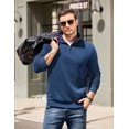 thumbnail image 4 of COOFANDY Mens Quarter Zip Pullover Mock Neck Quilted Sweatshirt Casual Long Sleeve Polo Sweater, 4 of 10