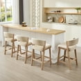 thumbnail image 4 of ONEVOG 26.2'' Wooden Counter Height Bar Stools Set of 2, Upholstered Linen Barstools with Curved Backrest & Brushed Brown Wood Legs, Mid-century Counter Stools for Kitchen Island, Beige, 4 of 8