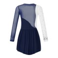 thumbnail image 2 of Haitryli Kids Girls Long Sleeve Figure Ice Skating Dress Rhinestone Color Block Lyrical Dance Dress Competition Costume Navy Blue 16, 2 of 7