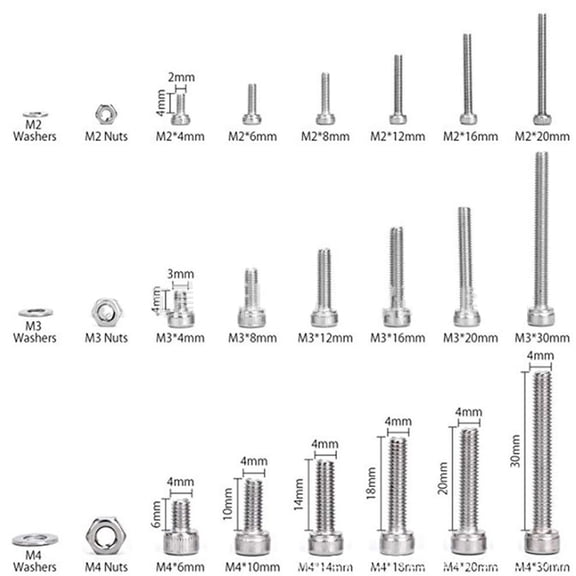 LOLIPPYY 1080-Piece Multi-Size Stainless Steel Screws and Nuts Set for Construction and Projects