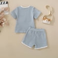 thumbnail image 6 of Kaprioy Baby Boy Easter Outfits Toddler Boys Summer Clothes Short Sleeve Easter Rabbit Truck Embroidery T-Shirt Striped Solid Shorts 2Pcs Set, 6 of 6