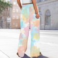 thumbnail image 4 of WTOBBY Women's Floral Print Wide Leg Pants with Pockets, High Waist Drawstring Loose Casual Trousers for Spring and Summer Season,Hot Pink L, 4 of 6
