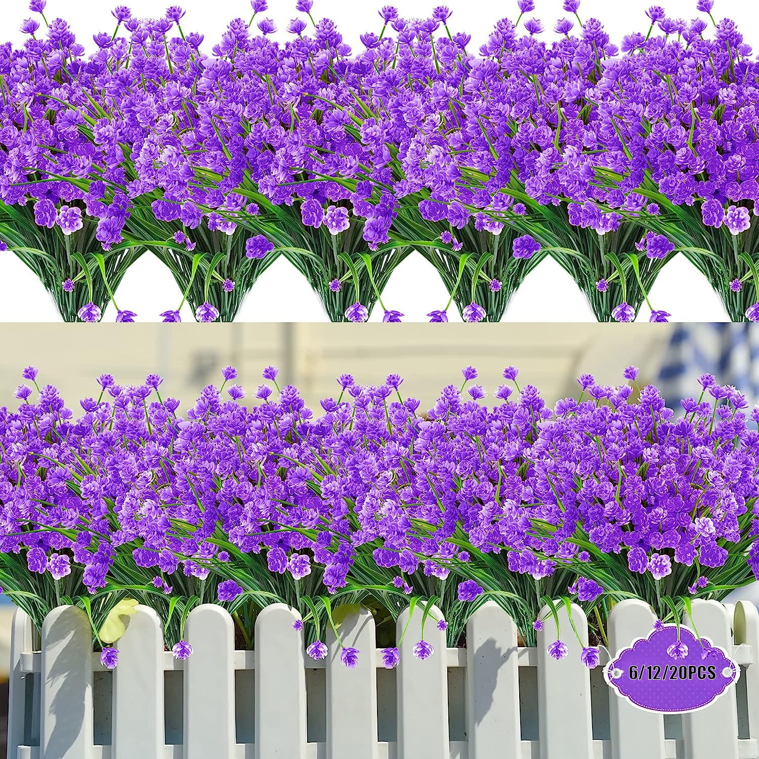 6 Bundles Artificial Flowers for Spring Decoration, UV Resistant