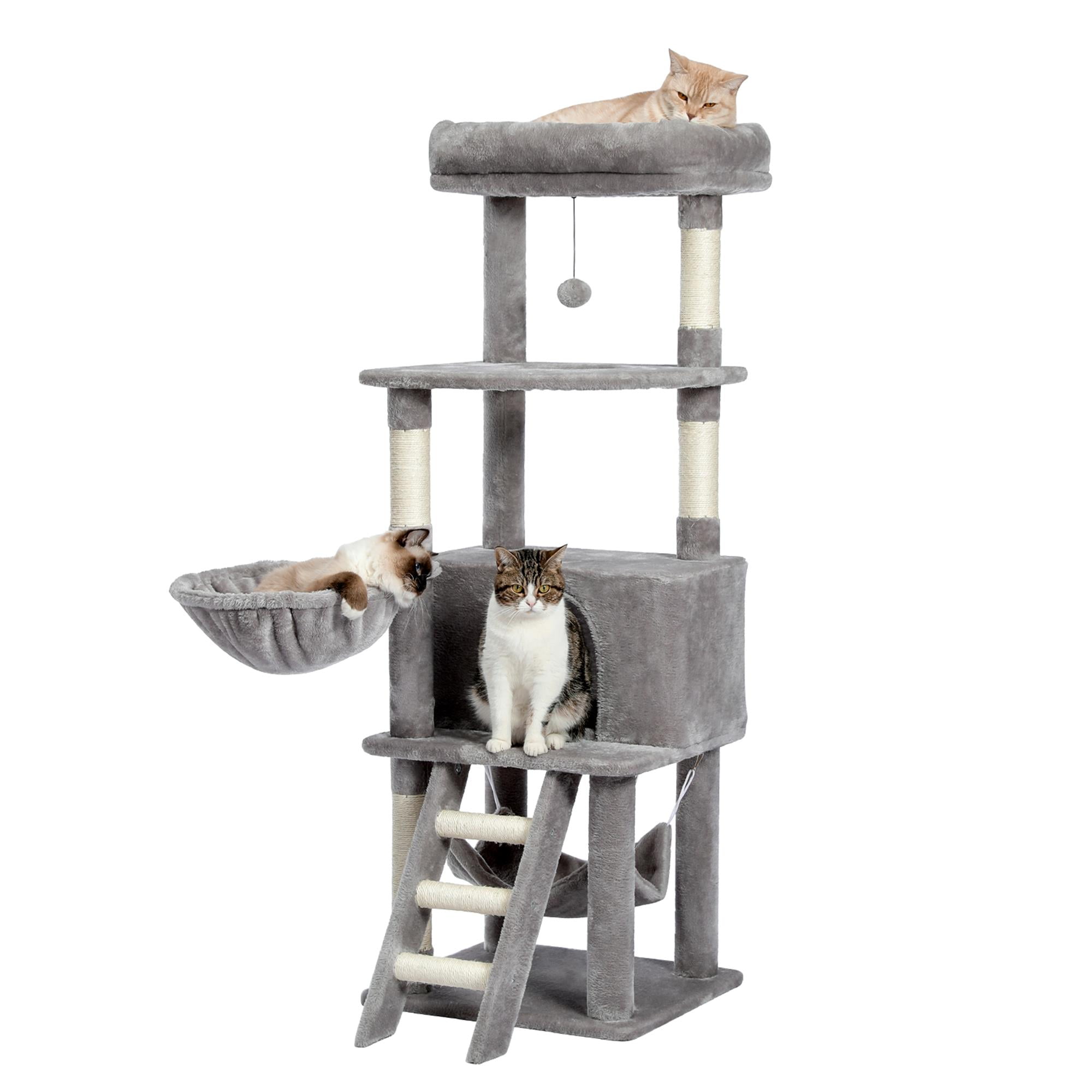 Pefilos 55.9" Cat Trees Towers for Large Cats with Sisal-Covered Scratching Posts, Cat Tree House for Indoor Cats, Cooling mat for Kitten Cat Condo for Adult Cats, Gray Pefilos 55.9" Cat Trees Towers for Large Cats with Sisal-Covered Scratching Posts, Cat Tree House for Indoor Cats, Cooling mat for Kitten Cat Condo for Adult Cats, Gray