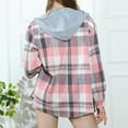 thumbnail image 4 of VgaVtl Womens Shirt Plaid Hooded Long Sleeve Women Tops Workout Pink Button Down Casual Loose Shirts,S, 4 of 4