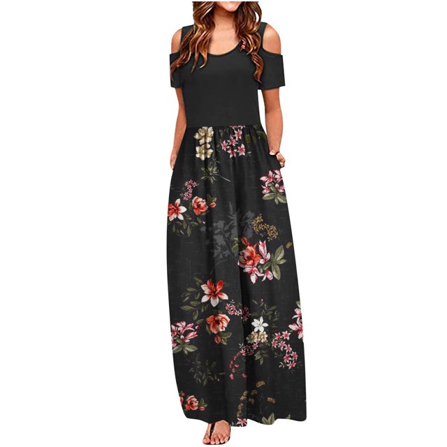 SMihono Robe Maxi Bohème d'Été pour Femmes Grande Taille Décontractée Col en V Sans Manches Bandage Rayé Imprimé Ample Robe Longue de Plage