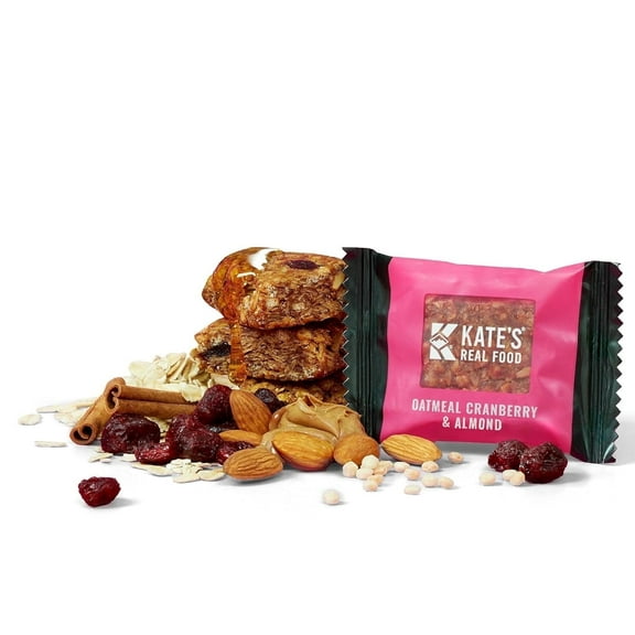 Kate’s Real Food Mini Organic Granola Bars - Oatmeal Cranberry & Almond (1.1 oz, Pack of 24)