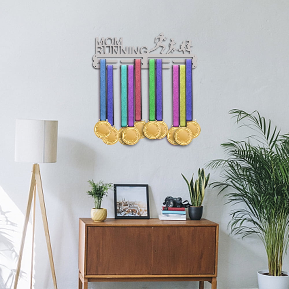 Running Medals Hanger Display Holder Rack Mom Wall Mount Hanger Decor Trophy Shelf Tiered Award Rack Award Ribbon Hanger DIY