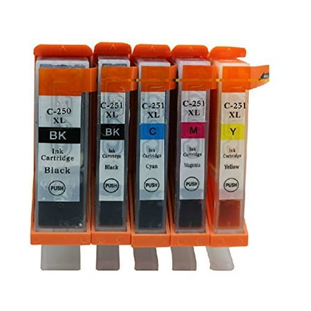5pcs for Canon PGI 250 CLI 251 Ink Cartridge for Canon PIXMA MG5420 MG5422 MG5520 MG5522 MG6420 IP7220 MX722 MX922 IX6820 Printer Package including: 1x Black ink cartridge compatible with Canon PGI250 BK(22ml); 1x Black ink cartridge compatible with Canon CLI-251 BK (11ml) ; 1x Cyan ink cartridge compatible with Canon CLI-251 C (12ml) 1x Magenta ink cartridge compatible with Canon CLI-251 M (12ml) ; 1x Yellow ink cartridge compatible with Canon CLI-251 Y (12ml)