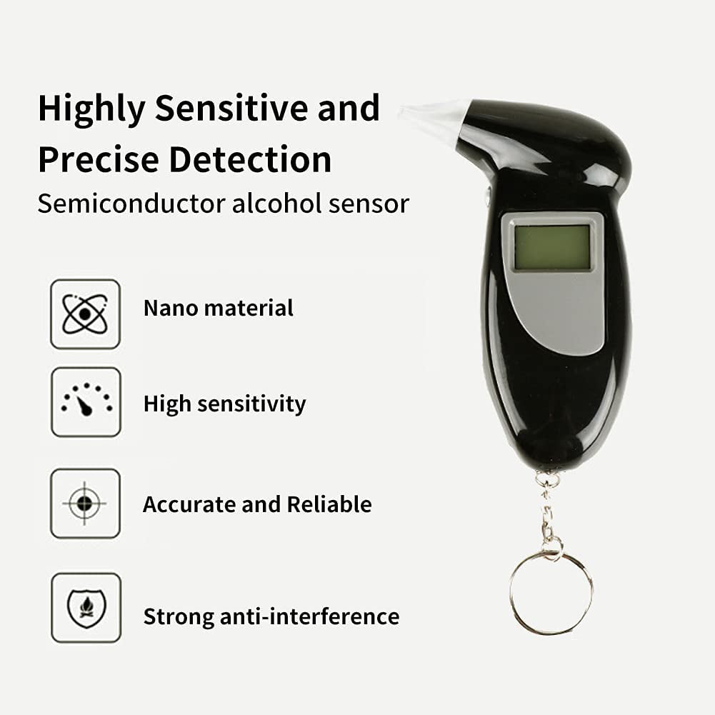 Professional Alcohol Breath Tester Mini LCD Display Portable Analyzer with Accurate and Fast Results Simple Operation 1 Digital Alcohol Tester + 5 Pcs Mouthpieces 