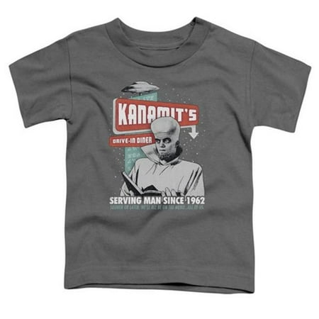 

Trevco Twilight Zone-Kanamits Diner - Short Sleeve Toddler Tee - Charcoal- Small 2T