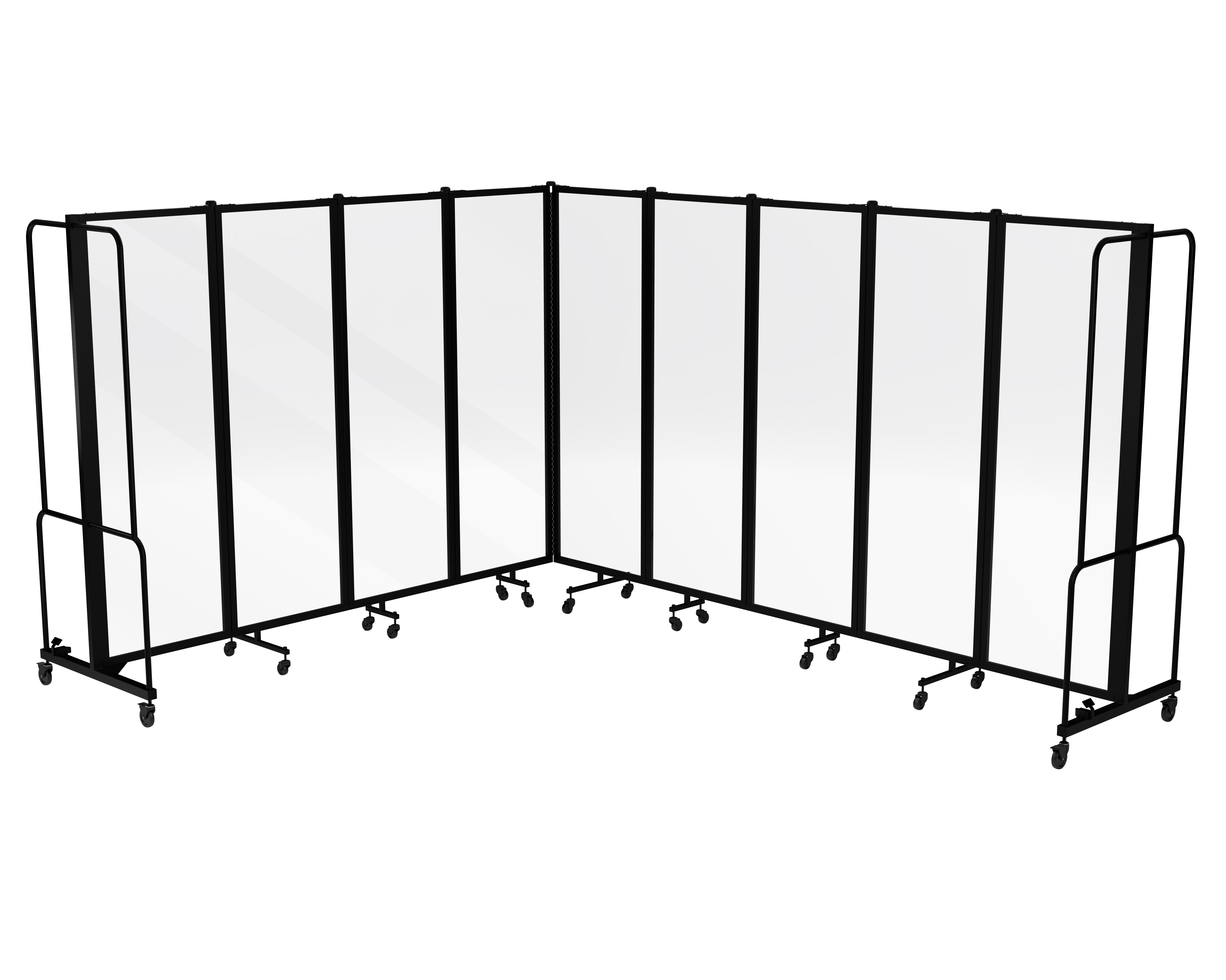 Hampden Furnishings Otis Collection Portable Room Divider, 9 Transparent Panels, Black Frame