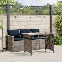 vidaXL 2 Piece Patio Dining Set with Cushions Gray Poly Rattan