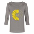 thumbnail image 5 of Ailaofu Women's Summer Sunflower T Shirt Cute Flower Graphic Loose Tees Crew Neck 3/4 Sleeve Casual Tops, 5 of 6