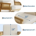 thumbnail image 3 of YUSAZENS Natural Rattan Wicker Dining Chair, Solid Wood Frame, Breathable Seat for Kitchen Dining Room Living Room Accent Chair Beige, 3 of 7