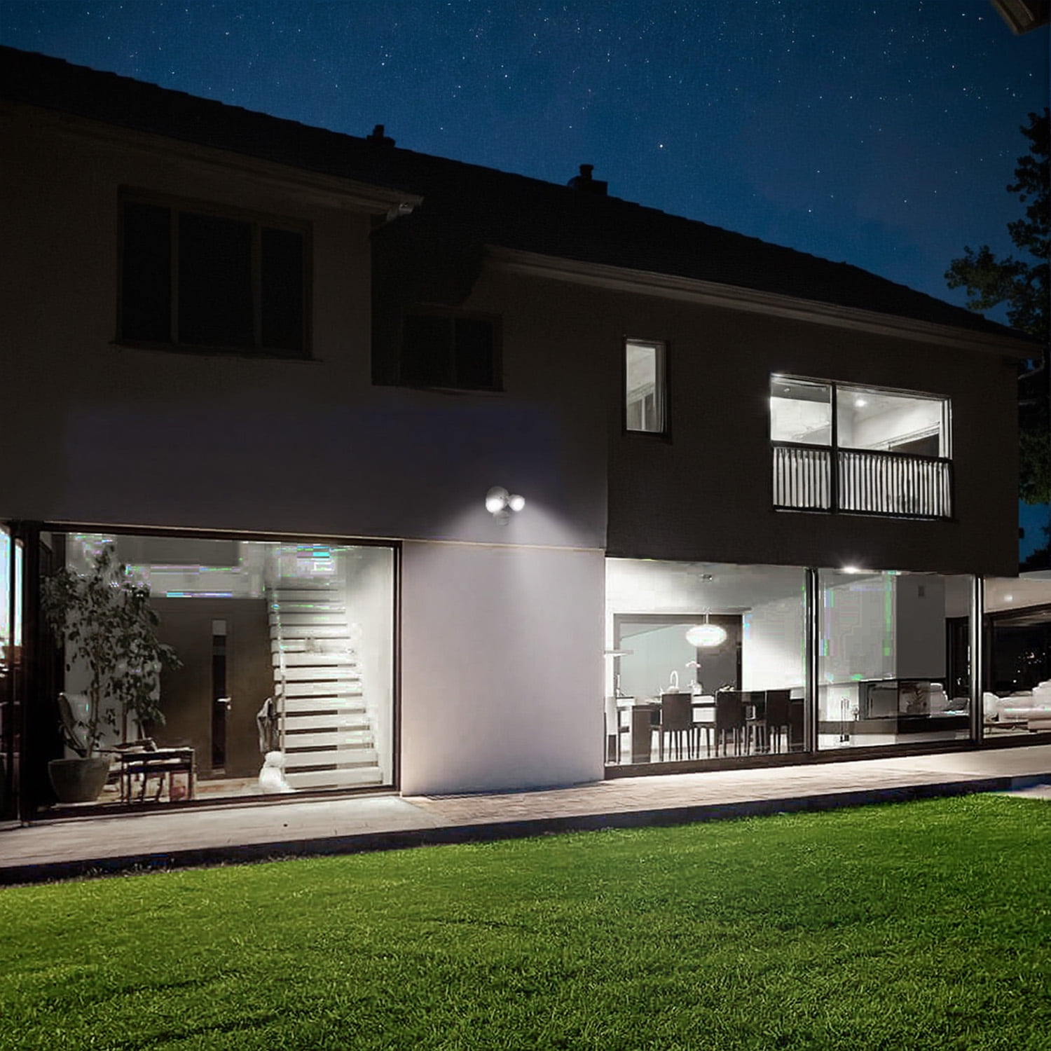 25W LED Flood Security Light with Motion Sensor, Dusk to Dawn, 30°-80° Beam Angle Adjustable, 5000K Daylight, ETL Listed, White