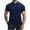 Dark Blue, variant on Plebaso Mens Ribbed Shirts Short Sleeve Button up Knit Muscle Shirts Collared Slim Casual Tees for Men