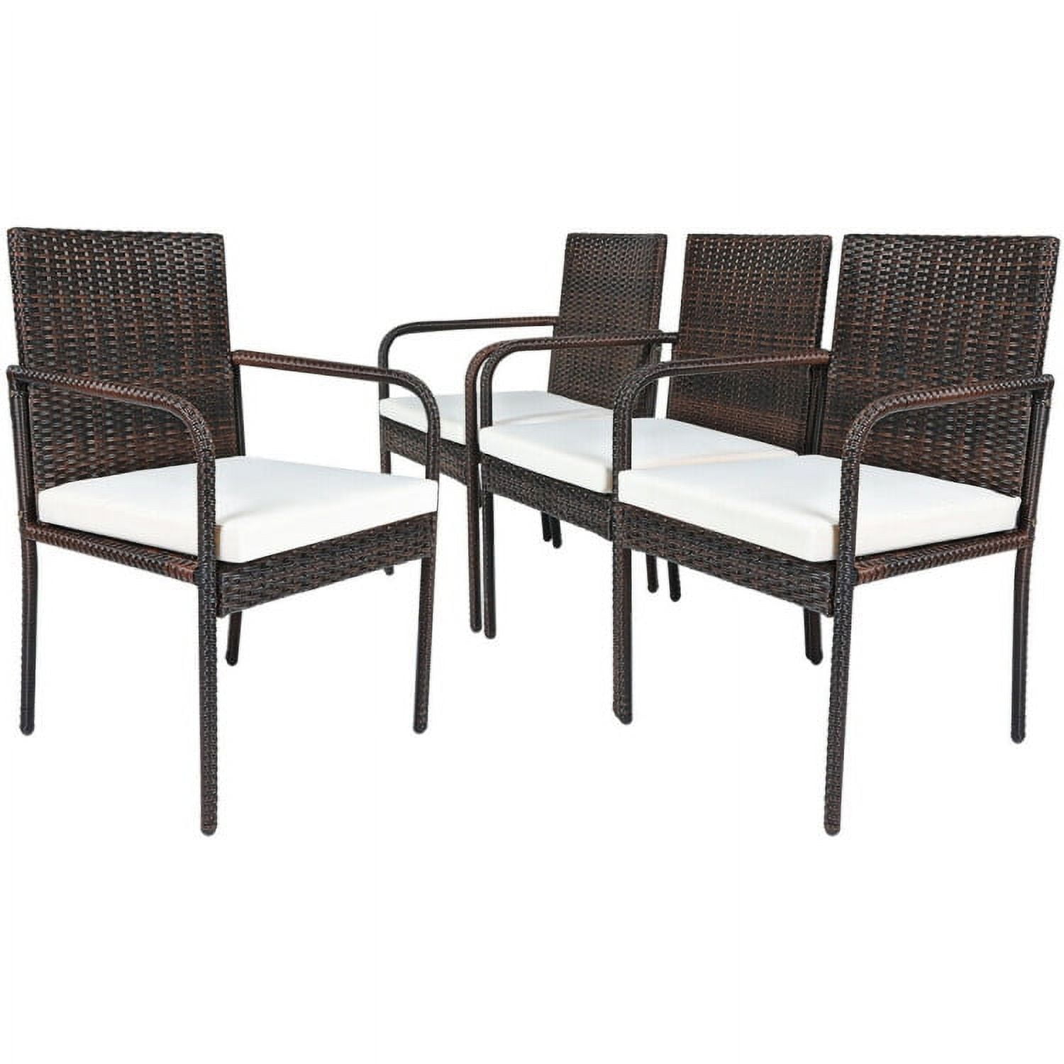 Aimee Lii 4 Pieces Outdoor Patio Rattan Dining Chairs Cushioned Sofa, Wicker Conversation Sets