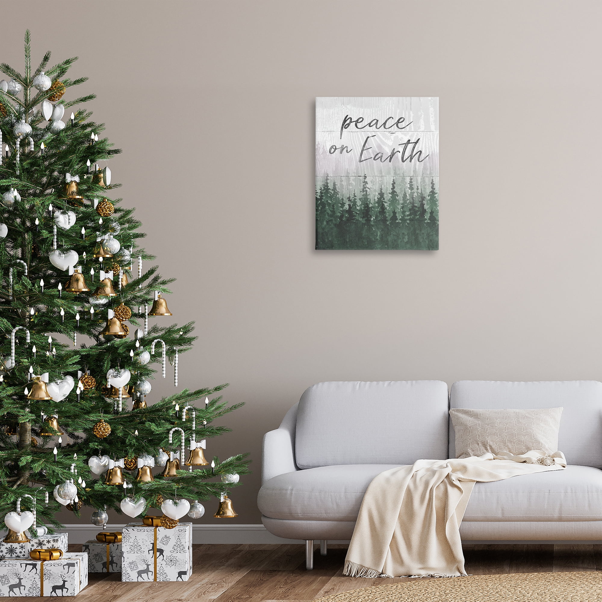 Stupell Industries Rustic Peace on Earth Holiday Painting Gallery Wrapped Canvas Art Prints Wall Art, 24 x 30