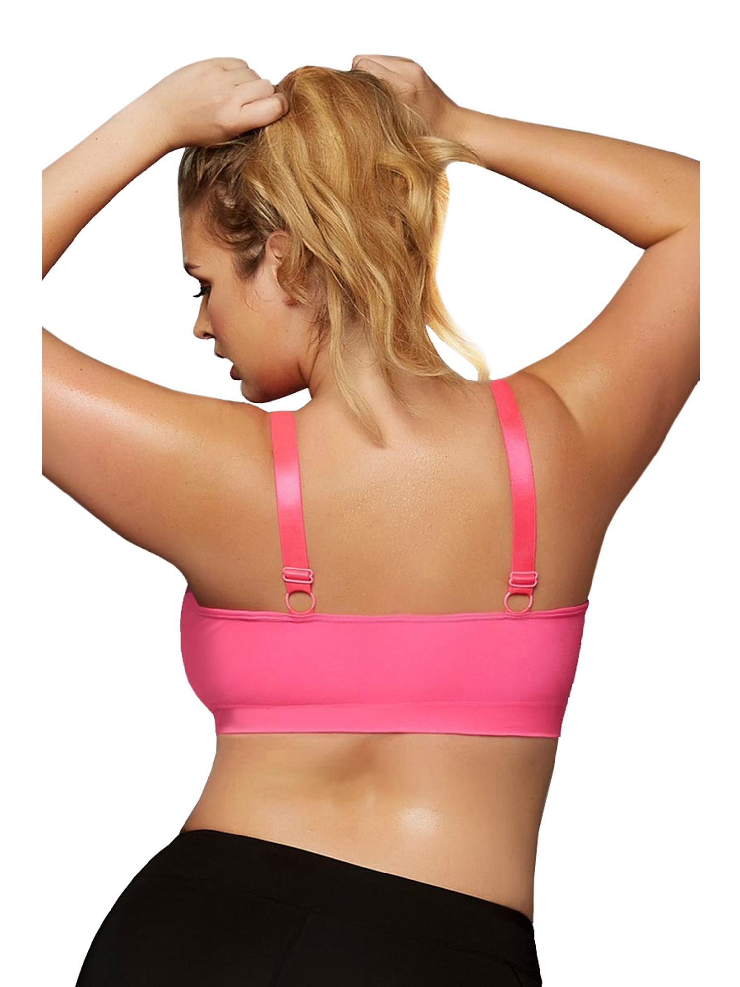 Womens Plus Size Athletic Seamless Strappy Detail Active Sports Bra Top - image 2 of 3
