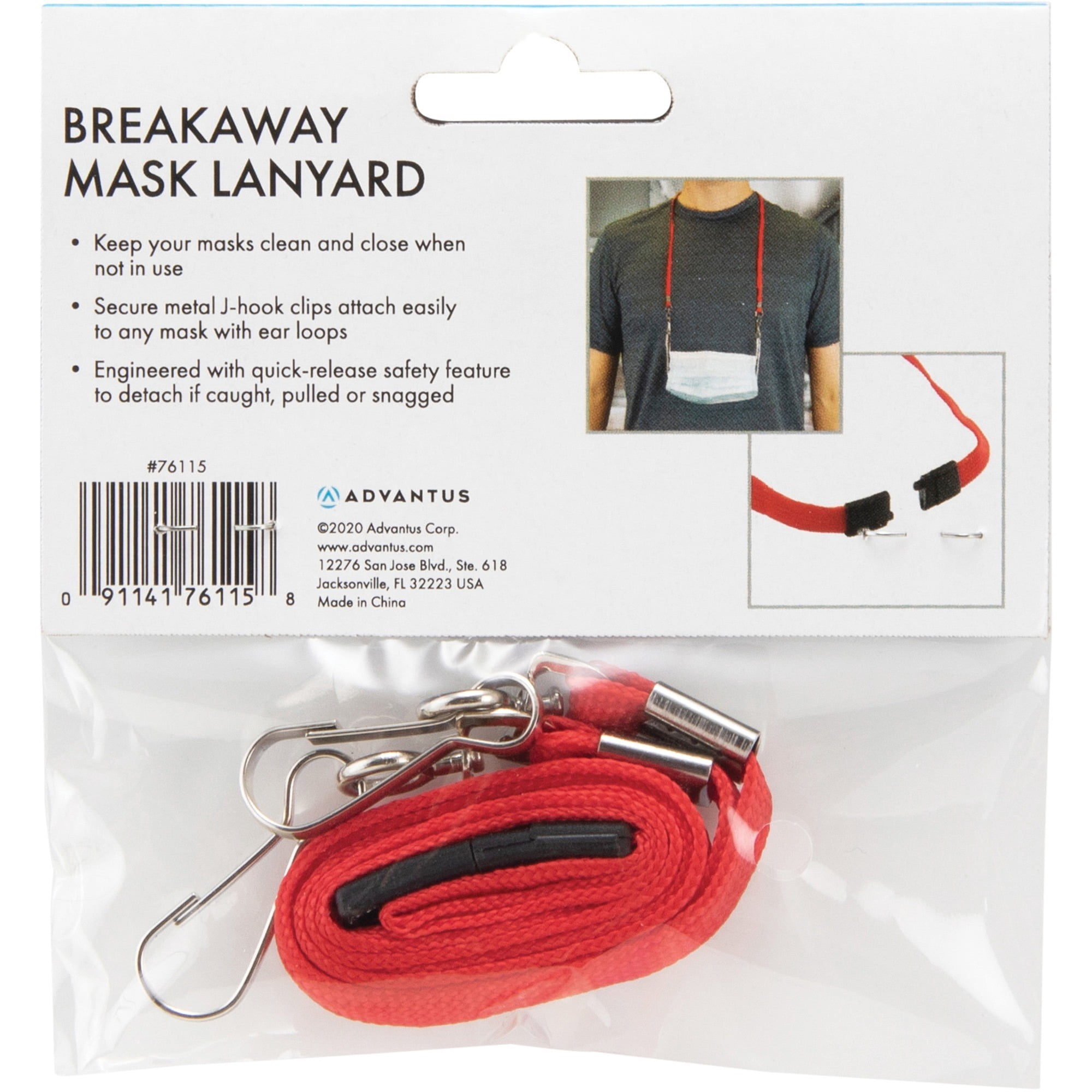 Advantus Face Mask Lanyard - 10 / Pack - 30" Length - Red