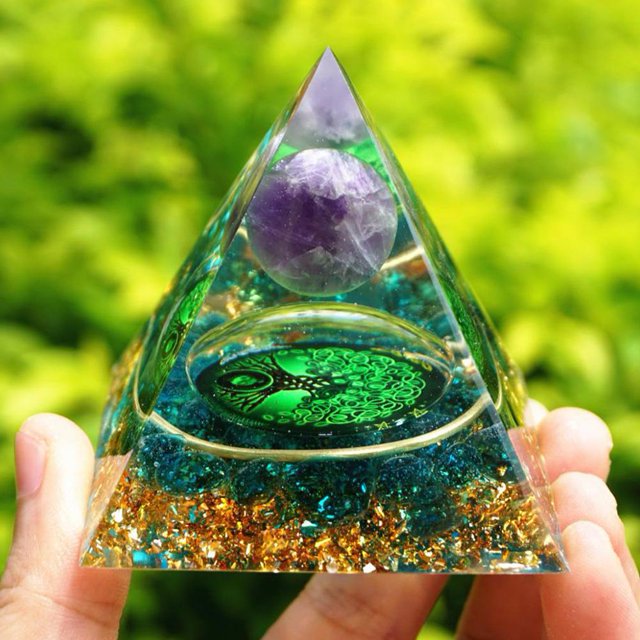 Pirámide de orgonita, amatista, peridoto, cristal curativo, energía, artesanías de orgón D Ndcxsfigh Libre de BPA
