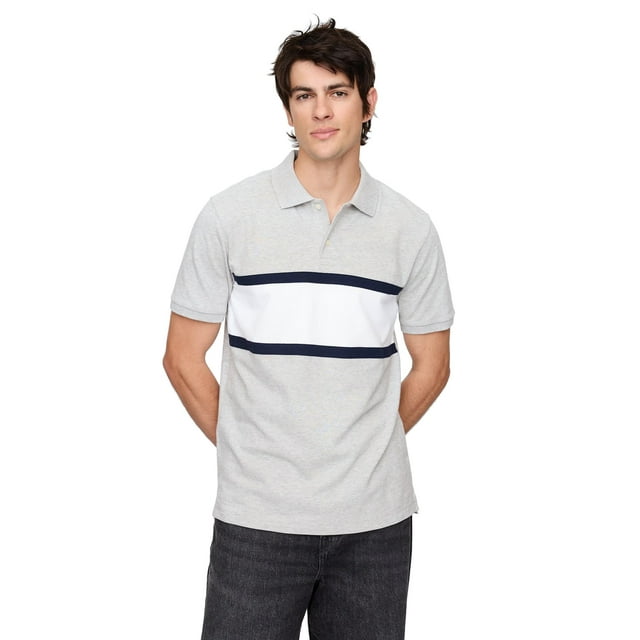 Camisa Polo Gap Stretch Pique Gris Jaspeado Talla L