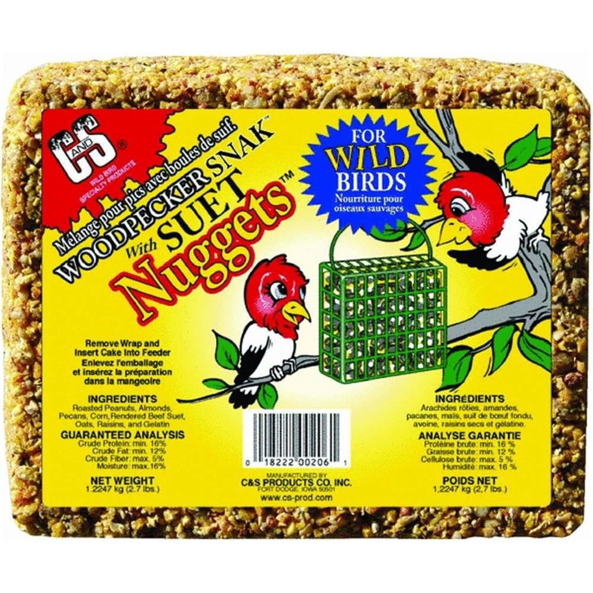 C & S Products Woodpecker Snack Bird Food Cake With Suet Nuggets - 38.4 Fl Oz Pack of 1