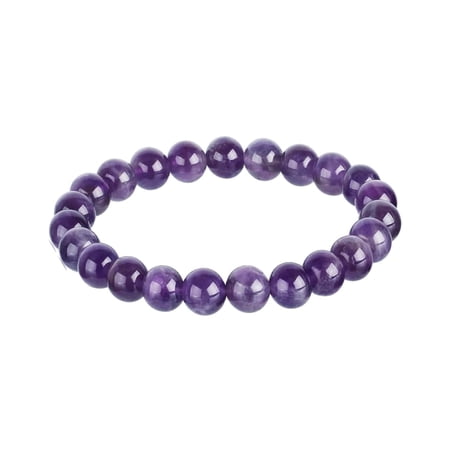 Svelandre 100% Genuine Amethyst Crystal Bracelet - 8mm AAA Gemstone Beads for Men Women Teens - Healing, Balance, Anxiety Relief