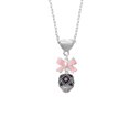thumbnail image 2 of Delight Jewelry Silvertone Diagonal Banded Barrel with Pink Crystals Spinner Pink Bow Heart Necklace, 2 of 4
