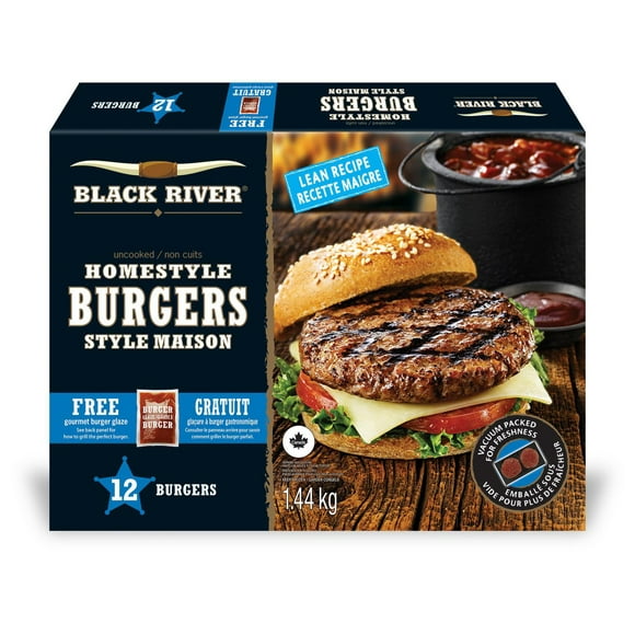 Black River Homestyle Burgers, Pack of 12, 1.44 kg
