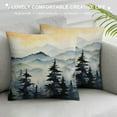 thumbnail image 3 of Creowell  Forest Throw Pillow Cushion Case , Watercolor Painting of Nature Landscape Hazy Mountains and Pine Trees, Modern Accent Double-Sided Digital Printing, 3 of 5