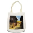 thumbnail image 1 of Vintage Tote Bag, Middle Age Wooden Houses in Fall Season Day Ottoman Balkans Traditional Style Print, Cloth Linen Reusable Bag for Shopping Books Beach and More, 16.5" X 14", Cream, by Ambesonne, 1 of 2