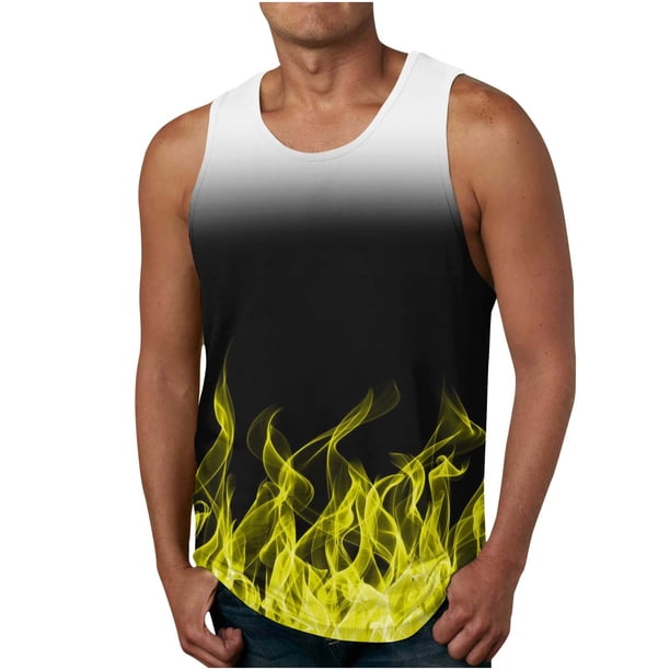 Hombres Casual Gradación Impresión Suéter Cuello Redondo Tanque Deportivo