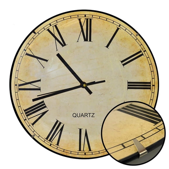 Hauz - Horloge Murale Ronde, 12" de Diamètre, Précision Quartz, Brun