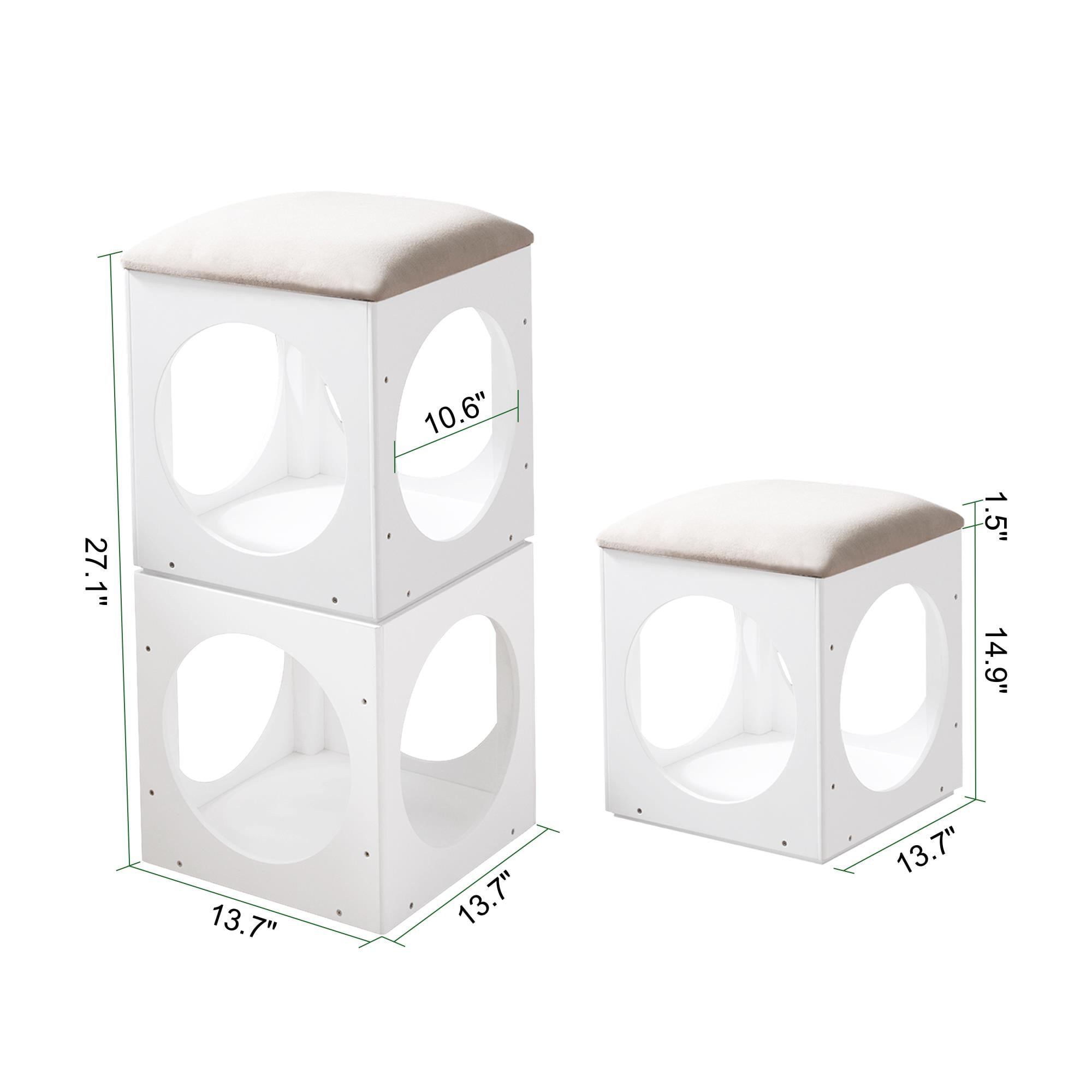Pefilos 13" Cat House Bed for 2 Sets with Cat Cave, Cat Nest for Indoor Cats Stackable Cube House Kittens Condos for Pet House, White Pefilos 13" Cat House Bed for 2 Sets with Cat Cave, Cat Nest for Indoor Cats Stackable Cube House Kittens Condos for Pet House, White