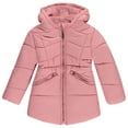 thumbnail image 3 of BTween Girls' Puffer Jacket, Warm and Lightweight Winter Coat, Water-Resistant, Hooded Outerwear for Kids, Rose, Sizes 10/12, 3 of 4