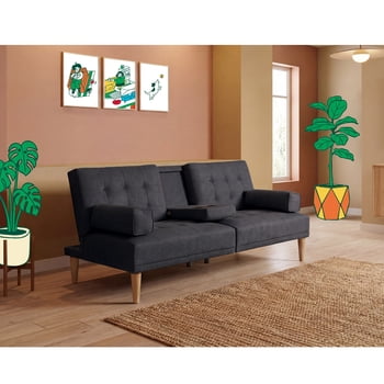 Sofá Cama Makora Queen con Memory Foam Color Oxford Lino Respaldo Reclinable de 3 Posiciones