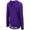 thumbnail image 3 of Women's Colosseum Purple TCU Horned Frogs My Lover Lightweight Hooded Long Sleeve T-Shirt, 3 of 3