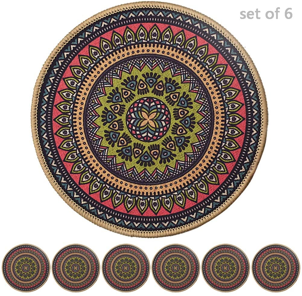 Colorful Boho Plant Pot Mat Set of 6 Absorbent Non Slip Plant Pot Pad