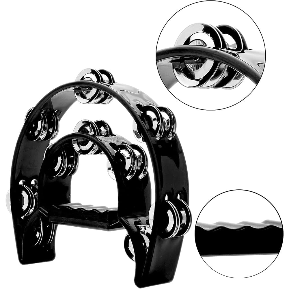 XIHAMA Double-row hand tambourine - 1 piece, half-moon shape, instrument for parties and KTV