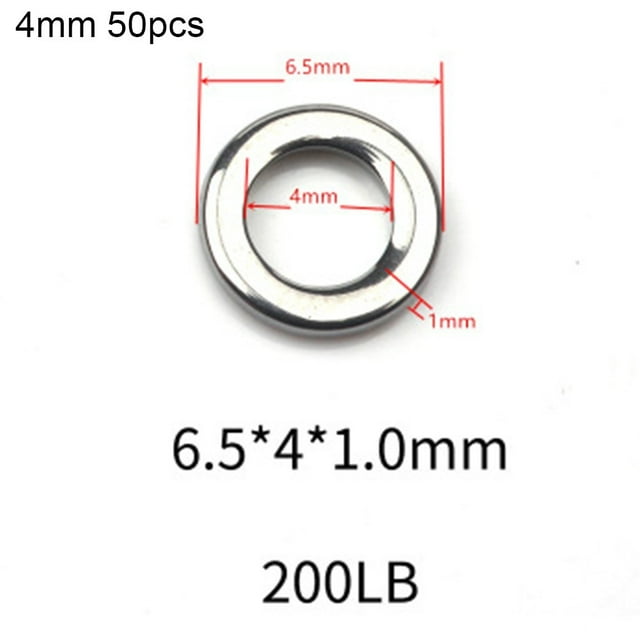 50 Pcs Heavy Duty Fishing Solid Ring Seamless Split ring Swivel Knot Lure Tools