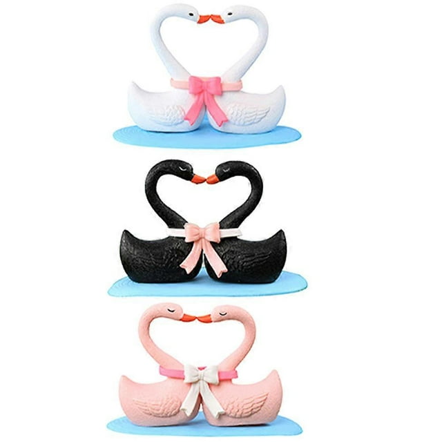 Plastic Swan Figurines 3pcs Miniature Desktop Ornaments for Indoor Outdoor Decoration White Creative Swan Craft for Garden Balcony Landscaping