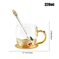 thumbnail image 3 of Specollect 2 Pcs Enamel Flower Lead-Free Glass Coffee Mug with Spoon, Elegant Rose Design, Safe Tea Cup for Women, I Valentines Day Christmas Gifts 320ml, 3 of 9