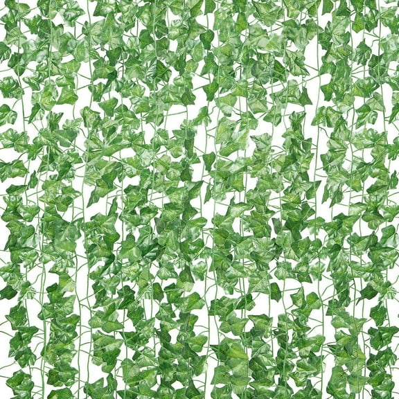 Exoment 78Ft 12 Strands Artificial Ivy Leaf Plants Greenery Hanging Vines for Home Room Garden Office Wedding Wall Decor (Green) A