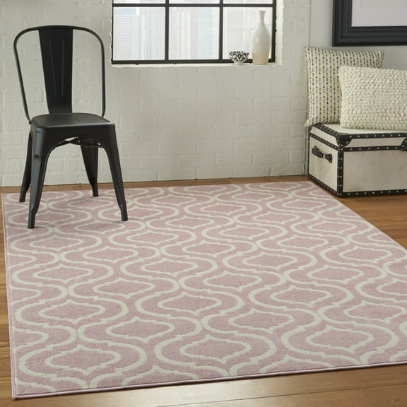 Nourison Bliss Transitional Moroccan Pink 5'3" x 7'3" Area Rug, (5' x 7')