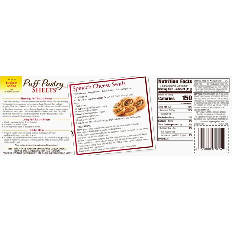 Pepperidge Farm Puff Pastry Frozen Pastry Dough Sheets - 17.3oz/2ct Box :  Target