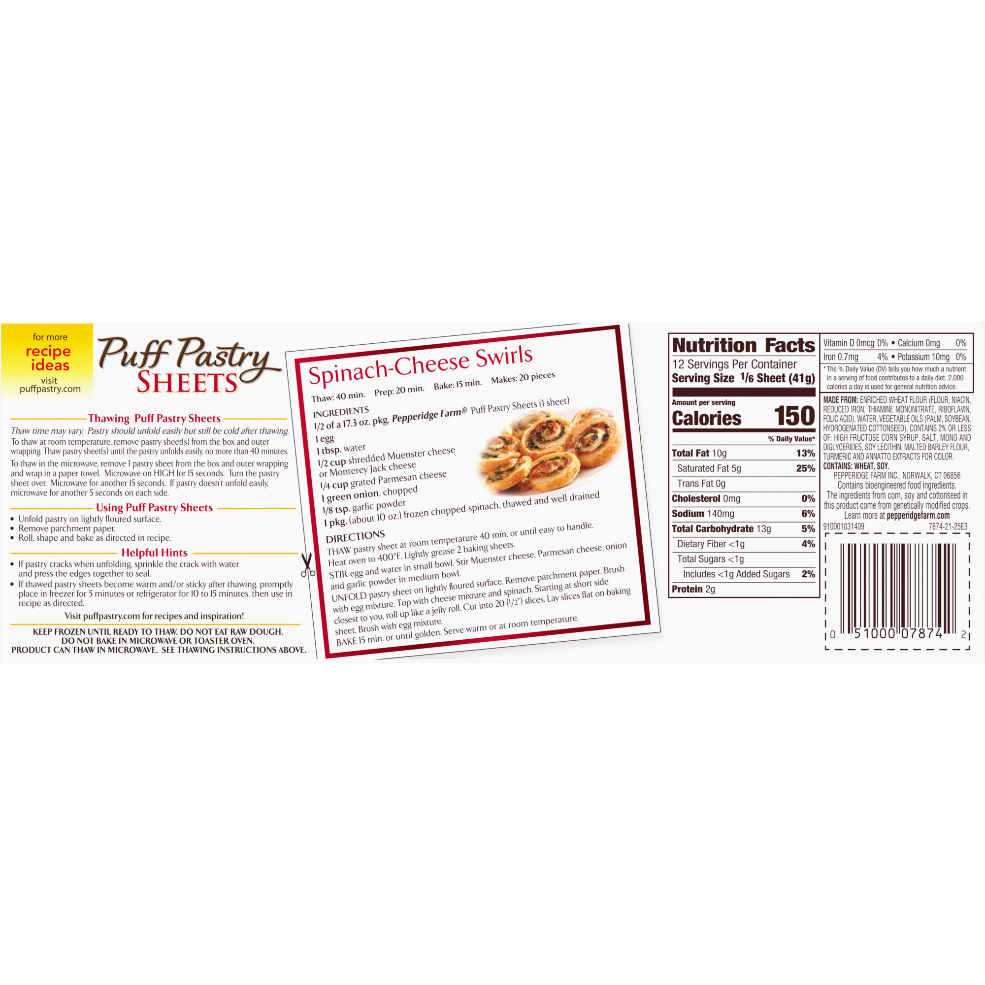 Pepperidge Farm Puff Pastry Frozen Pastry Dough Sheets, 2-Count, 17.3 oz. Box - image 5 of 8